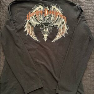 Harley-Davidson Women’s Embellished Wing Graphic Design Zip-Neck Top Size XL